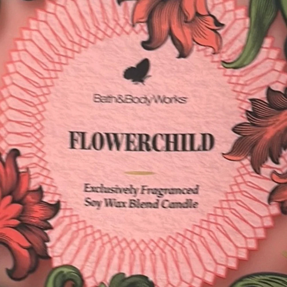 Bath & Body Works Flowerchild 3 Wick Candle With Decorative Sunburst Lid